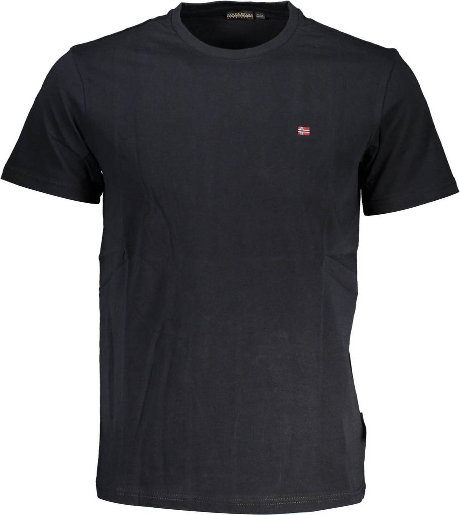 Herren Kurzarm-T-Shirt Schwarz mit Rundhals und Stickerei-Details