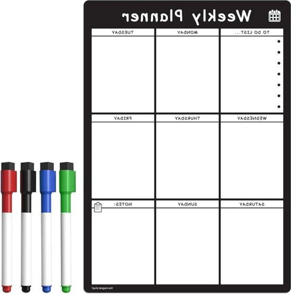 Planning hebdomadaire aimanté rose format A4 pour organiser la cuisine