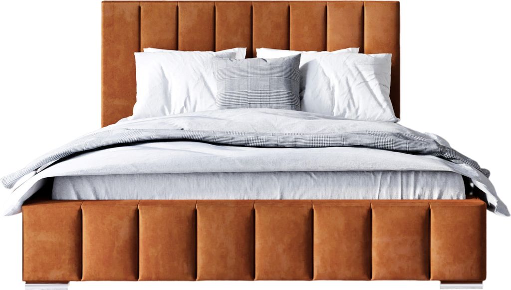 FURMEB24 - MONOS 140 x 200 cm - Boxspringbett mit Bettkasten - Polsterbett mit Holzrahmen - Doppelbett mit h¶her Kopsttze - Magic Velvet - Brawn