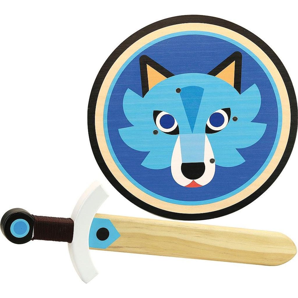 Vilac Holzritter Schild und Schwert Wolf - Spielzeug für Kinder