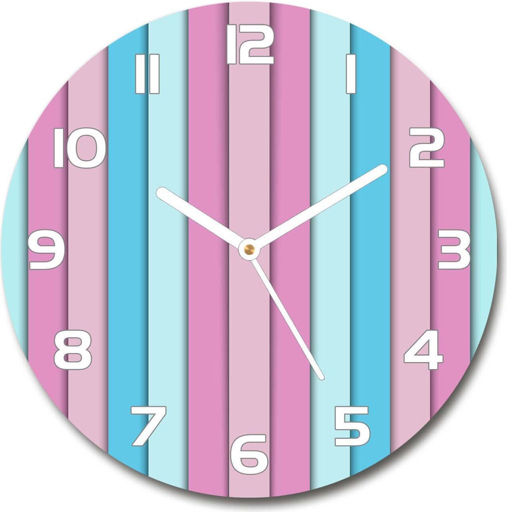 Wanduhr aus Glas 30fi Glasbild Glasuhr Gehärtetes Glas - weisse-zeiger - Colored stripes