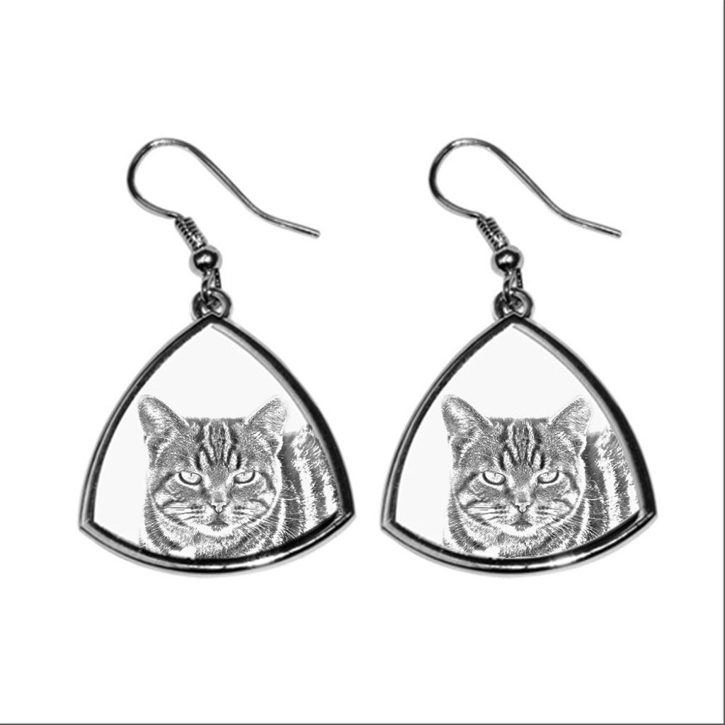 Manx-Katze - Katzenohrringe, hängende Ohrringe mit Bild, personalisierter Schmuck mit dem Aufdruck der Marke Art-Dog