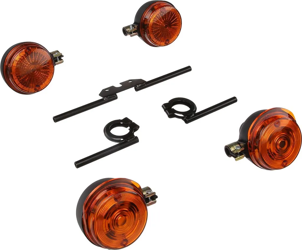 Kit Indicateurs de Direction Ronds et Supports Noirs pour Moto Simson S51