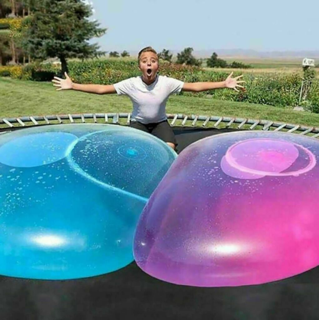 Wubble Bubble Ball, Wasserball Bubble, Wassergefüllte Interaktiver Aufblasbarer Transparente Weichgummiball Ball für Kinder Kleinkinder Gelb 60cm