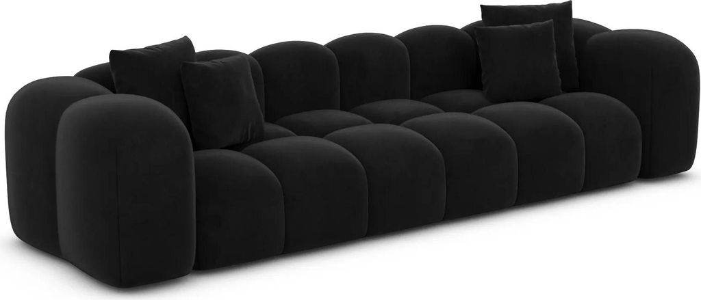 Samtstoff 4-Sitzer Couch Valora Schwarz