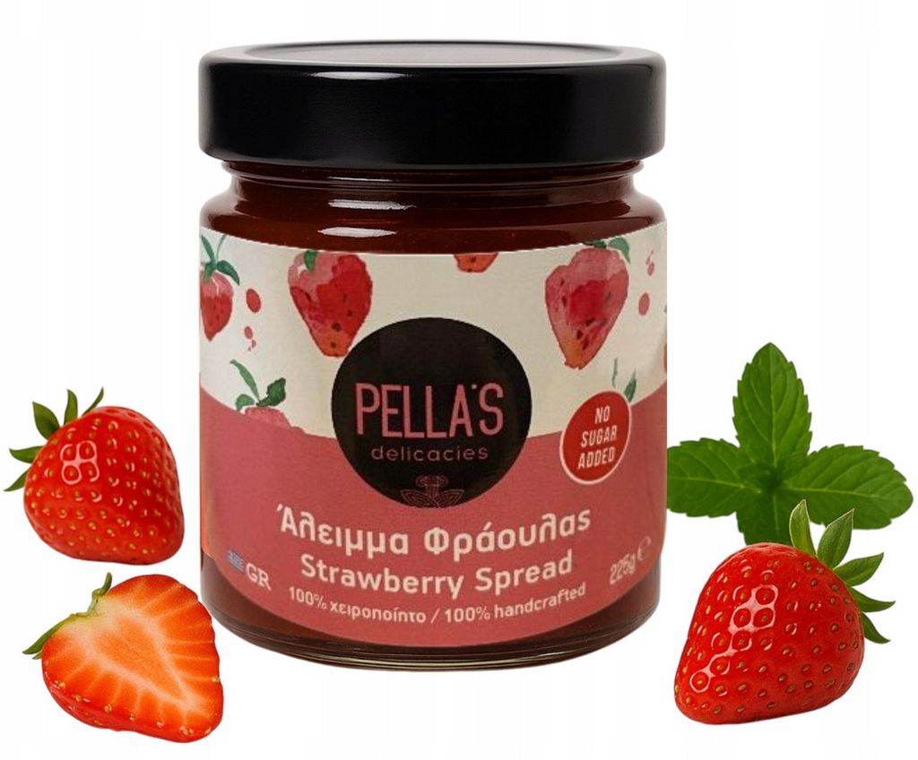Pella’s Erdbeermarmelade ohne Zucker 225 g – Natürliche Konfitüre aus Griechenland
