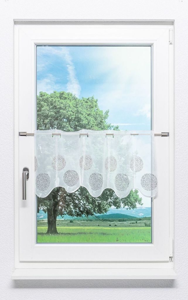 Scheibengardine Lysel - Kringel Muster (Bx H) 48cm * 30cm Braun/grau-braun