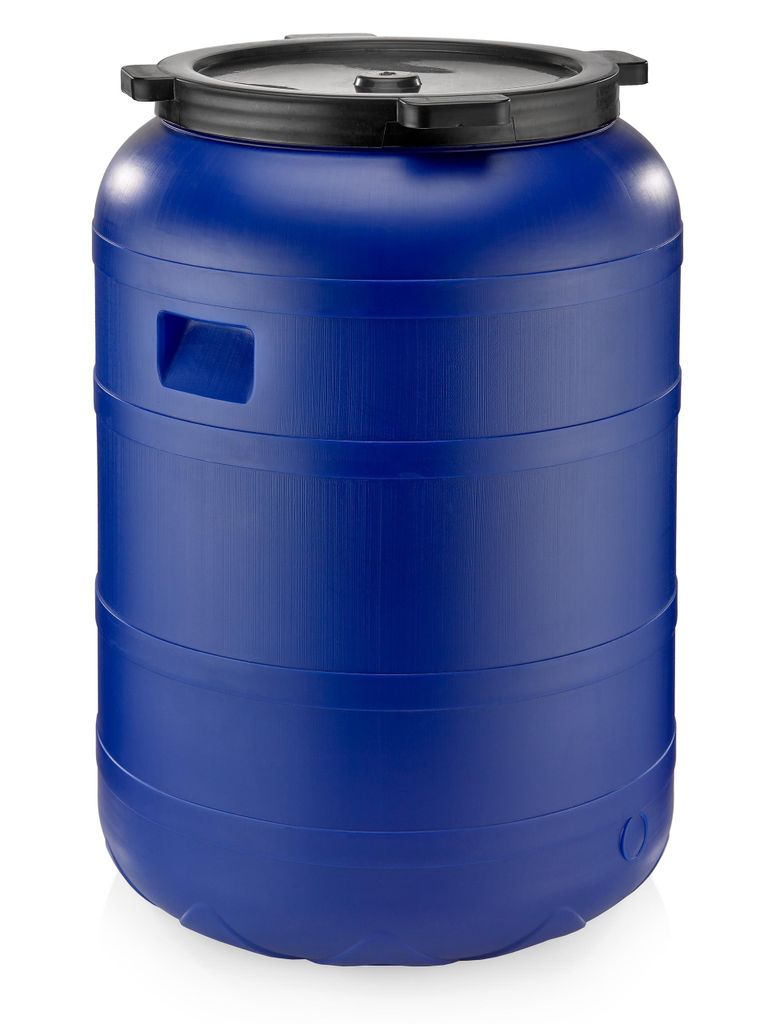 Weithalsfass Futtertonne 200 Liter Fasssilage Regen Fass Gepäcktonne blau