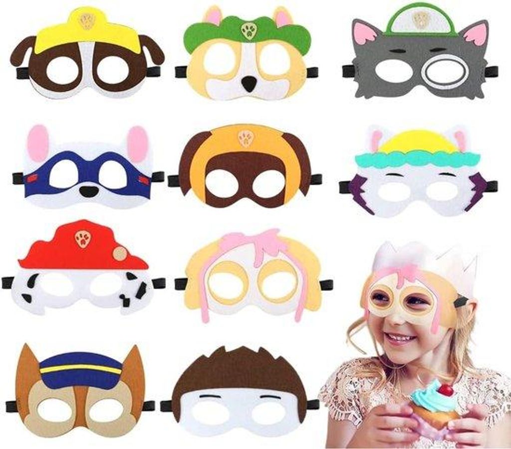 Kinderfeestmasker 10er Set - Verkleedmasker - Verjaardagsfeest - Halloween - Feestartikel