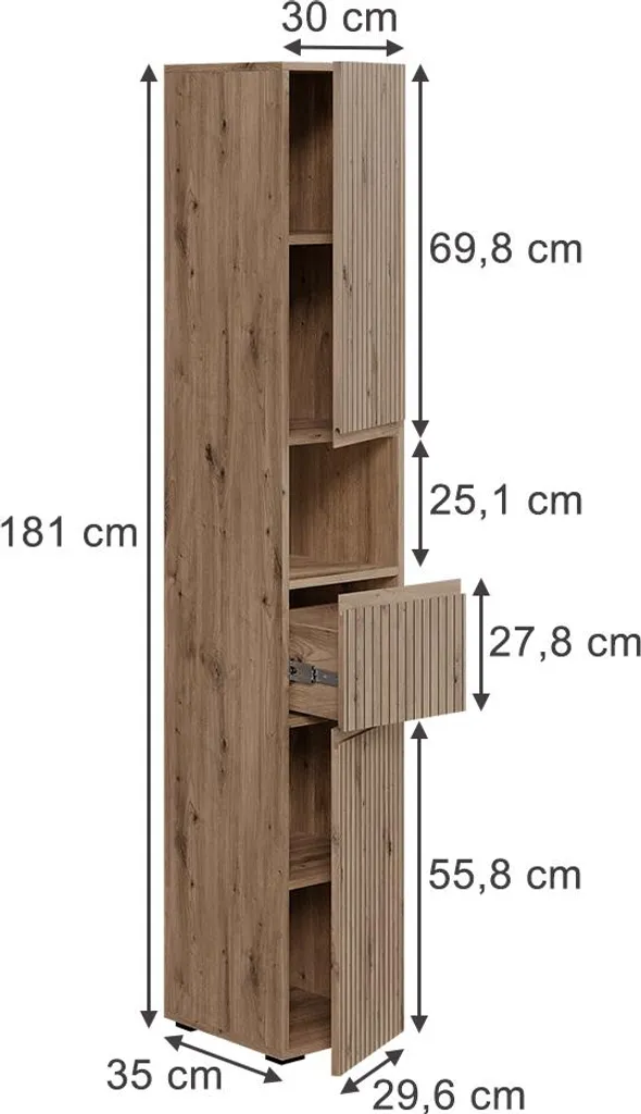 Vicco Takumi Colonne Salle de Bain Artisan 30x181cm Modèle 58462