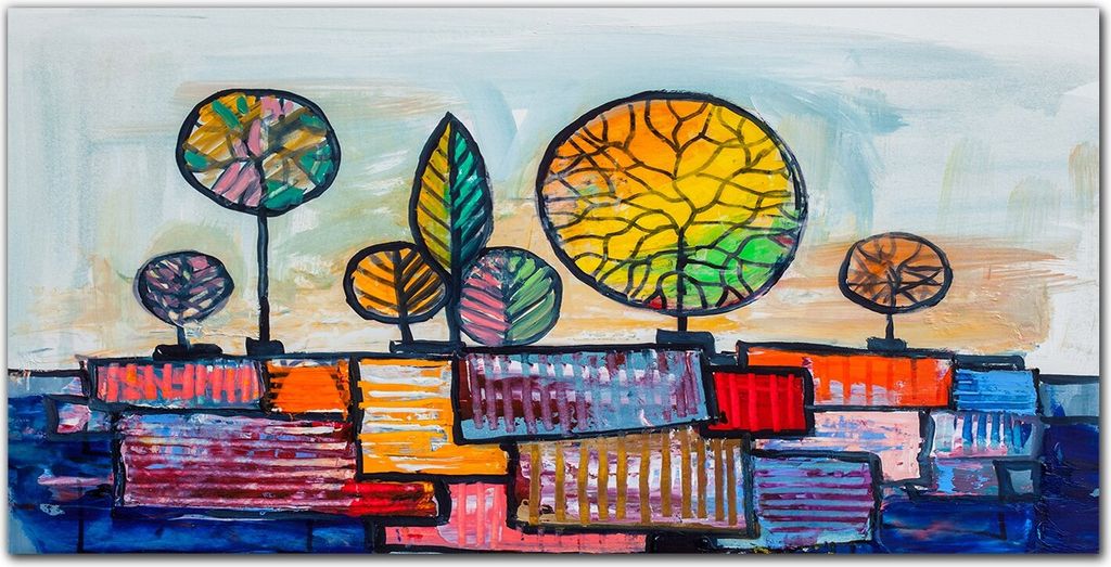 Coloray Bild aus Glas 140x70 Dekoration wohnzimmer wanddekoration gehärtetes Glas Küche glasblock mit bild - Impressionismus Baum