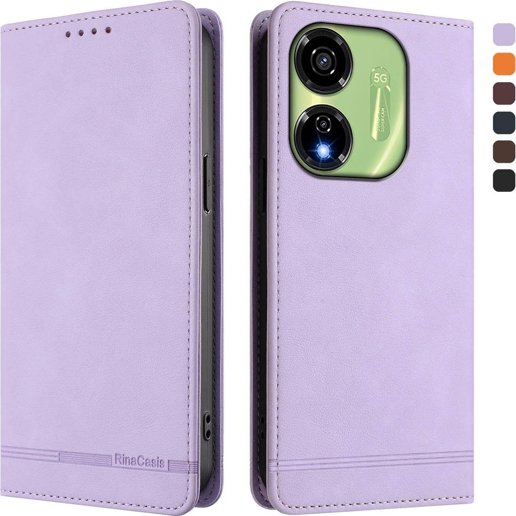 Hülle für itel P55 5G, Retro Kunstleder Ständer Klapphülle mit Kartenfächer und Magnetische Violett