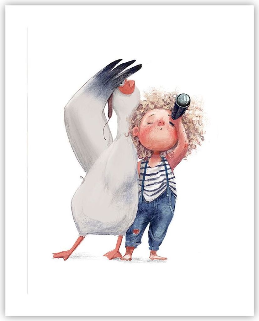 Poster - Poster ohne Rahmen - Albatros Kind Bild - 40x50 cm - Wand Bild - Wanddeko - Wandbilder - Kunstposter - Wandposter - Bilder - Kunstdruck - ...