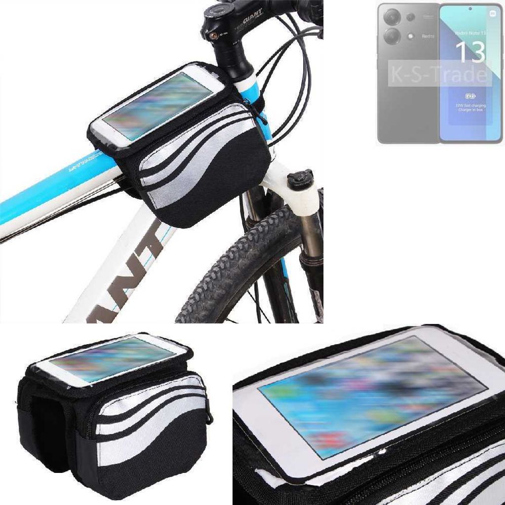 K-S-Trade Rahmentasche Fahrrad-Halterung kompatibel mit Xiaomi Redmi Note 13 4G Rahmenhalterung Fahrrad Handyhalterung Fahrradtasche Handy Smartphone