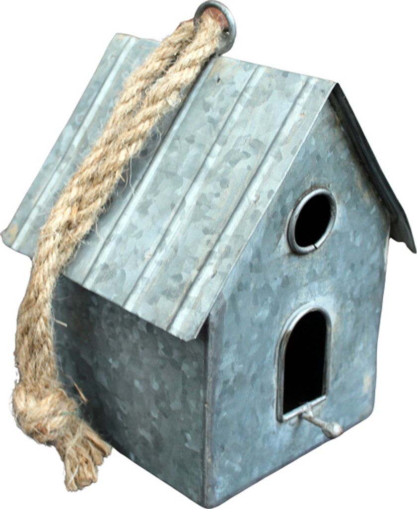 Vogelhaus Nistkasten Zink Shabby Chic Landhausstil zum Aufhängen, ca. 19 cm