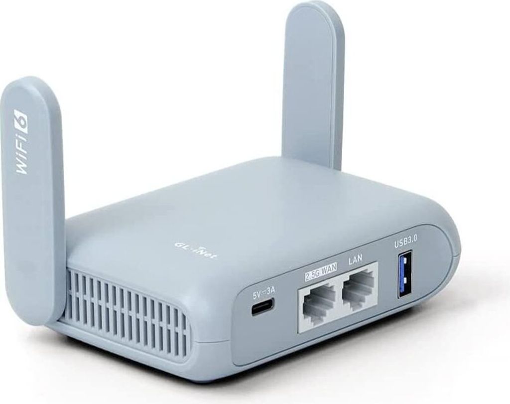 GL.iNet GL-MT3000 (Beryl AX) Klein Gigabit WiFi 6 Router für Zuhause & Reisen, Dual Band WiFi 6, Repeater, Extender, Geschwindigkeit bis zu 3000 M...