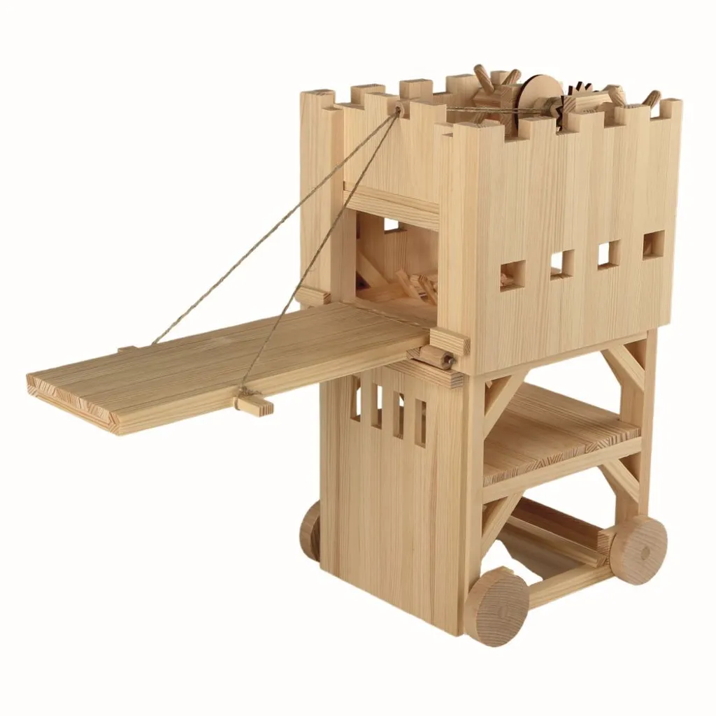 Jeu de Construction en Bois Tour de Siège pour Diorama et Collection