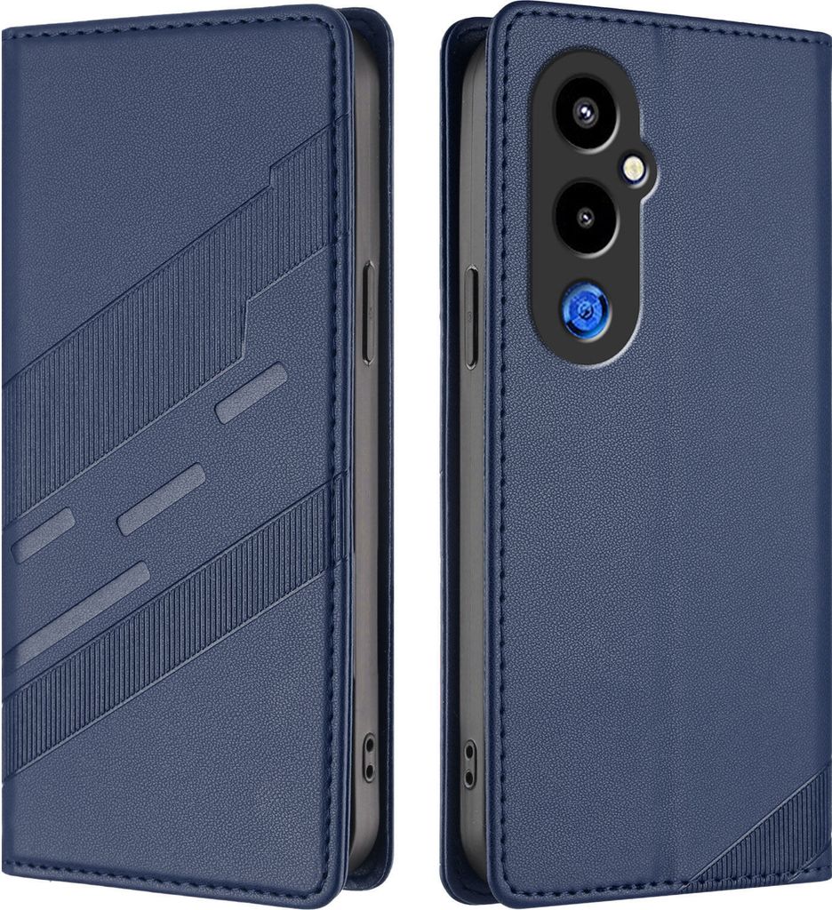 Hülle für Tecno Pova 4 Pro, Kunstleder Brieftaschen Handyhülle mit Kartenfach und Standfunktion Blau