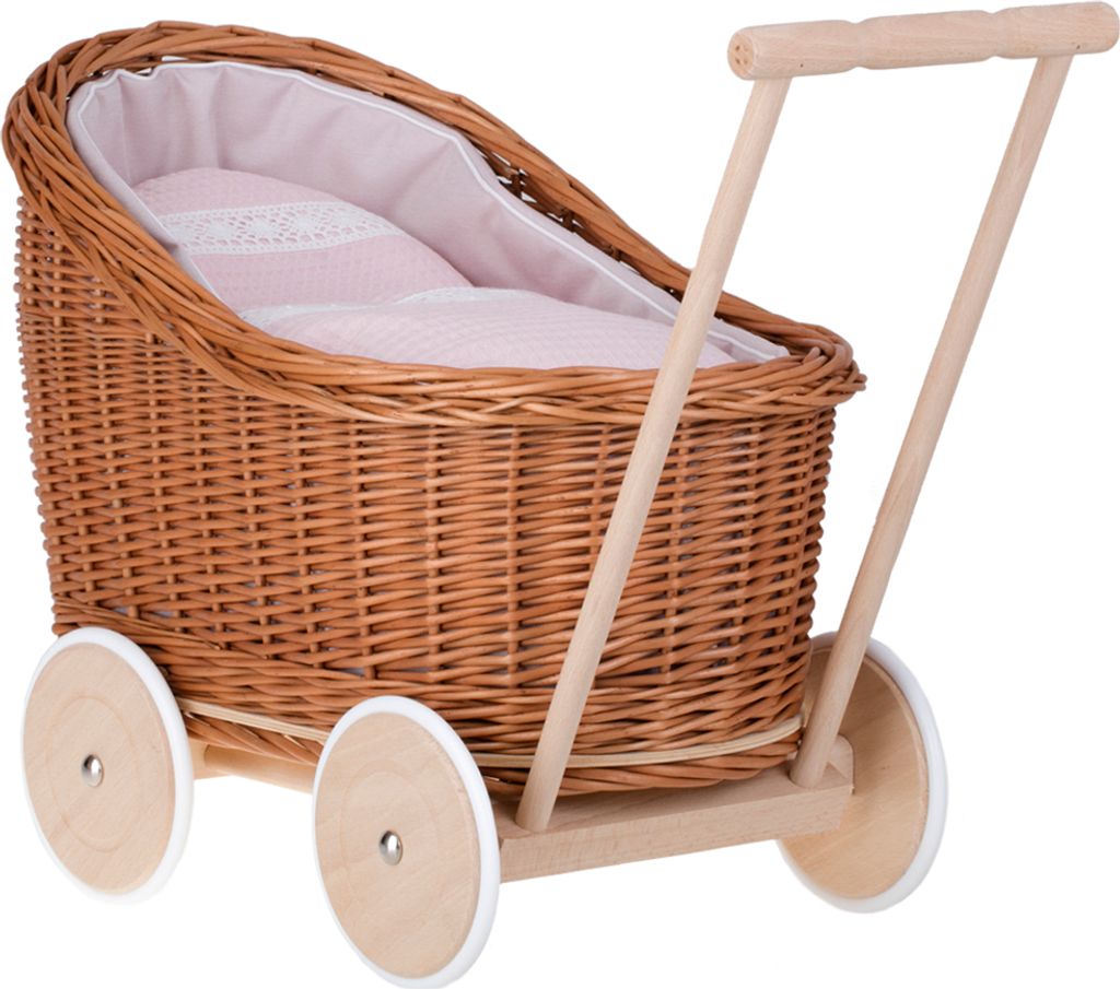 Luna Puppenwagen aus Weide in Naturfarbe 48X28 H26/47 CM Produktbild 