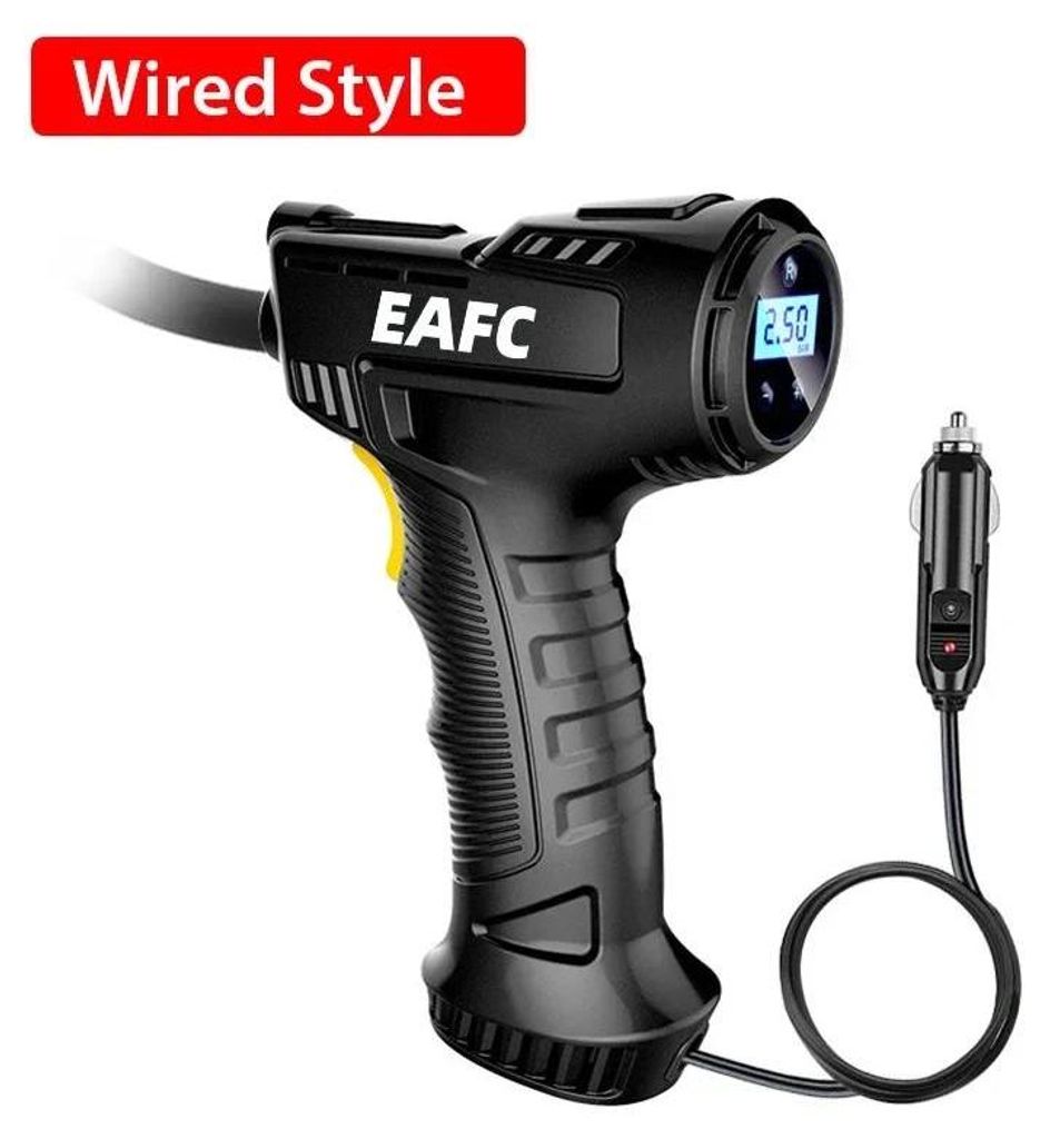 Hand-Kompressor - 12V Auto Reifenpumpe - Kabelgebunden, Tragbar, Für Auto/Fahrrad/Bälle, ABS+Metall, 0,8 kg, 10×7,5×22,5 cm - Weiß