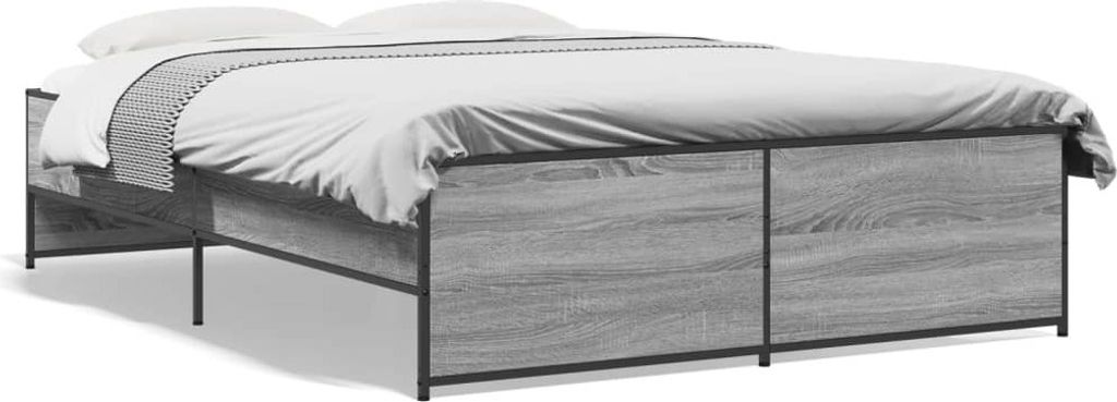 "2026 Promotion" Bettgestell moderne - Grau Sonoma 135x190 cm - Holzwerkstoff und Metall - Polsterbett CC13811