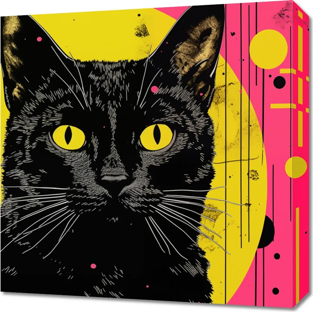 Quadro Luminoso Gatto Neon 50x50cm - Stile Vintage Cyberpunk
