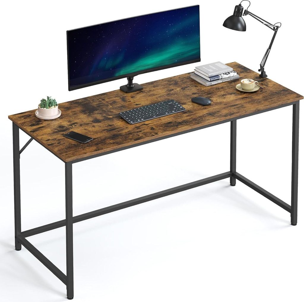 VASAGLE Schreibtisch, Computertisch, Schreibtisch, für Arbeitszimmer, Schlafzimmer, 60 x 140 x 76 cm, Industriedesign, Metallgestell