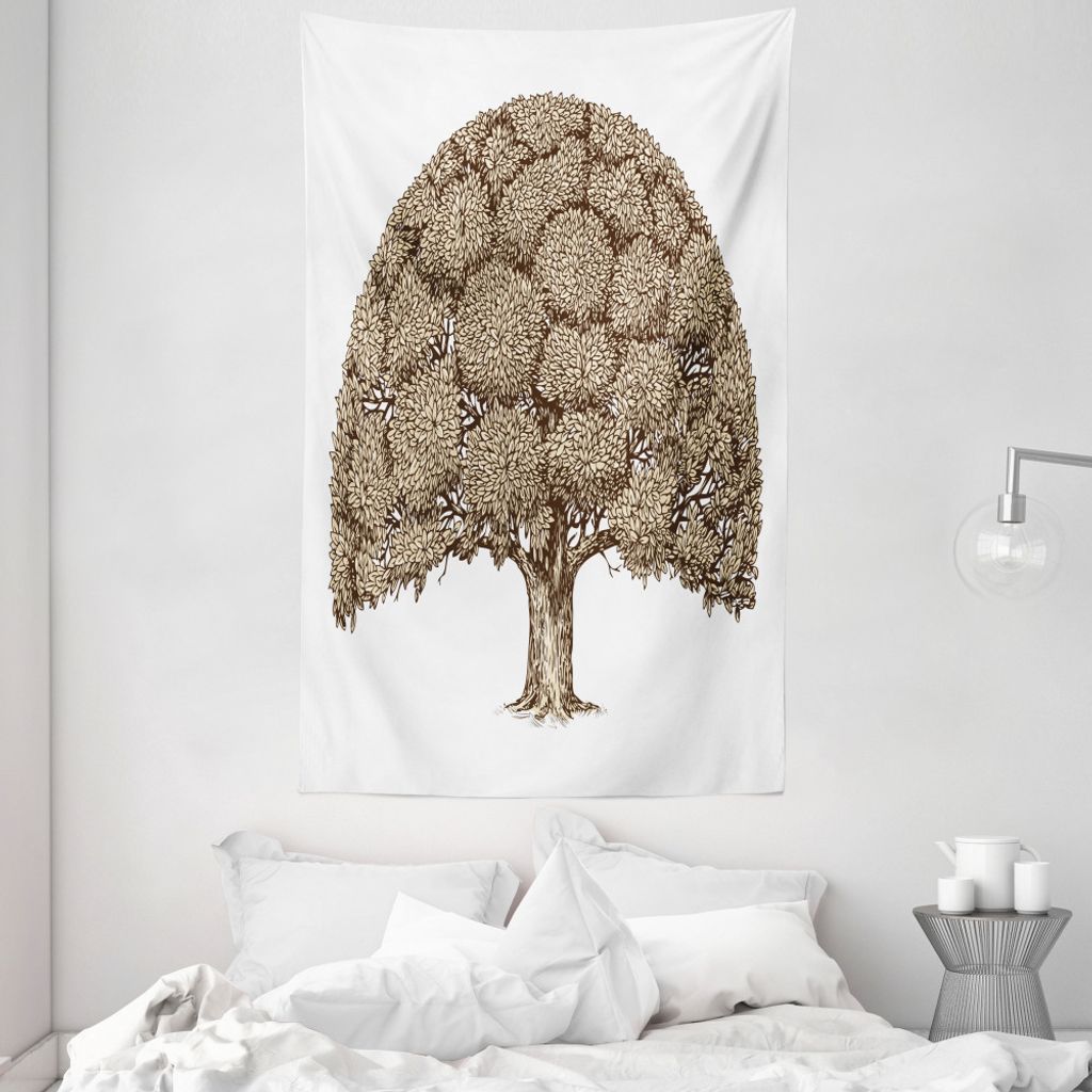 ABAKUHAUS Baum Wandteppich und Tagesdecke, Old Oak Laubblätter aus Weiches Mikrofaser Stoff Waschbar ohne Verblassen Digitaldruck, 140 x 230 cm, B...