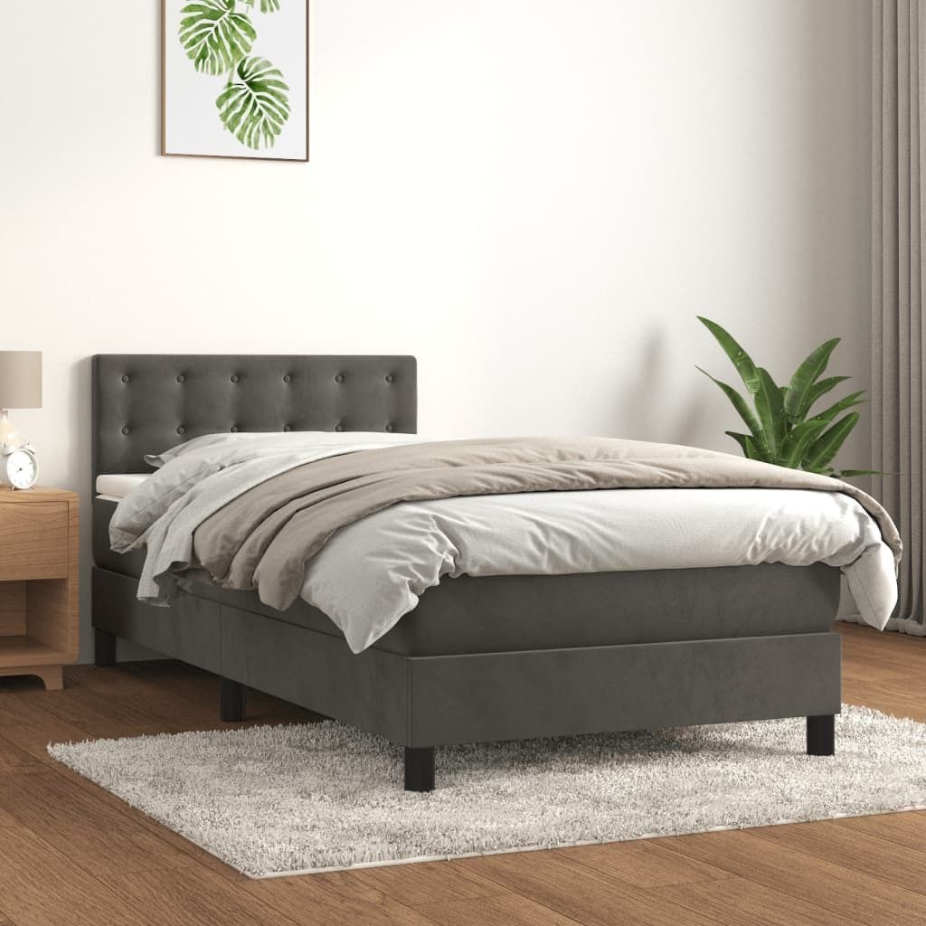 Maison Exclusive - Boxspringbett mit Matratze Dunkelgrau 90x200 cm Samt