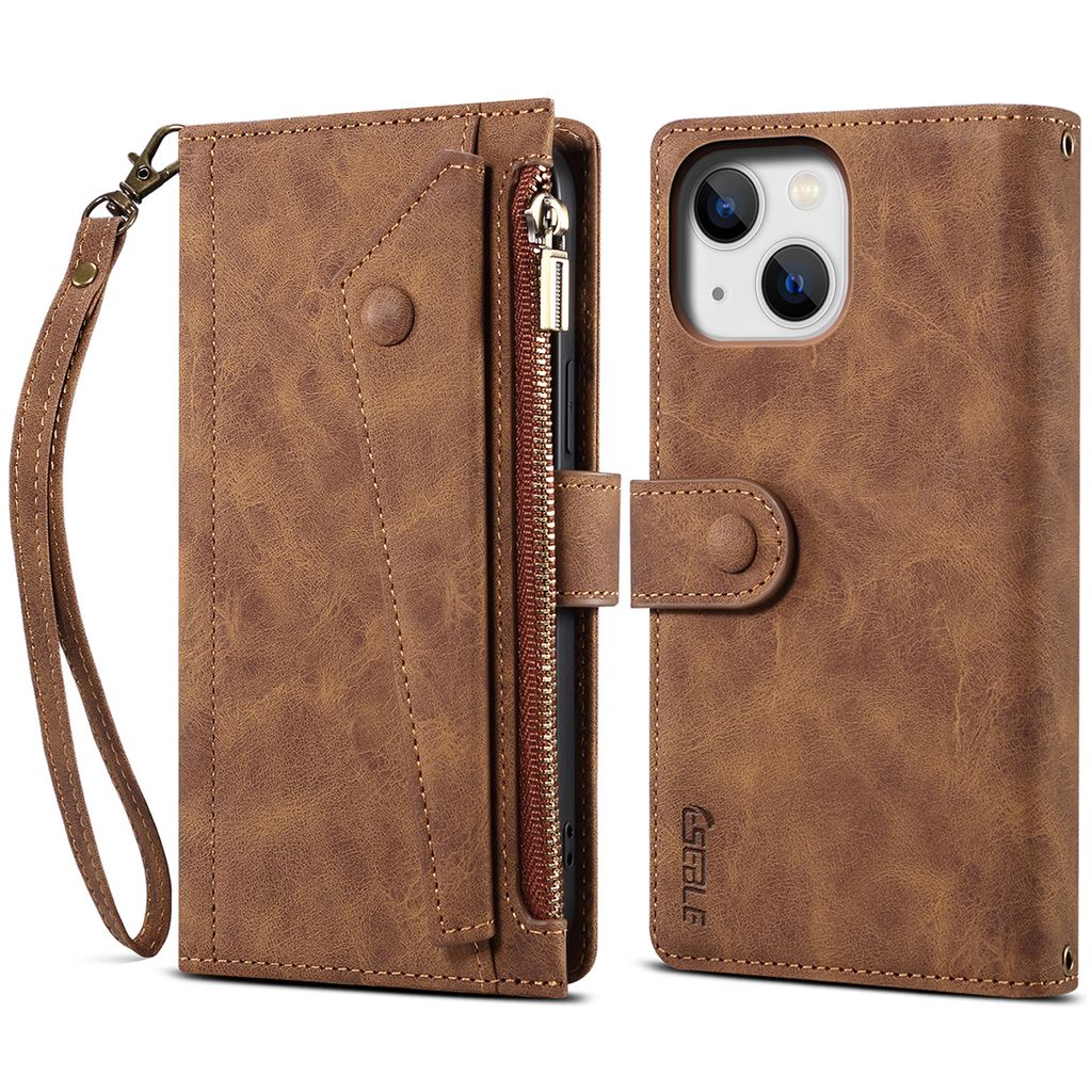 Ochranné pouzdro pro iPhone 15 kožené pouzdro na zip, Obrázek produktu 