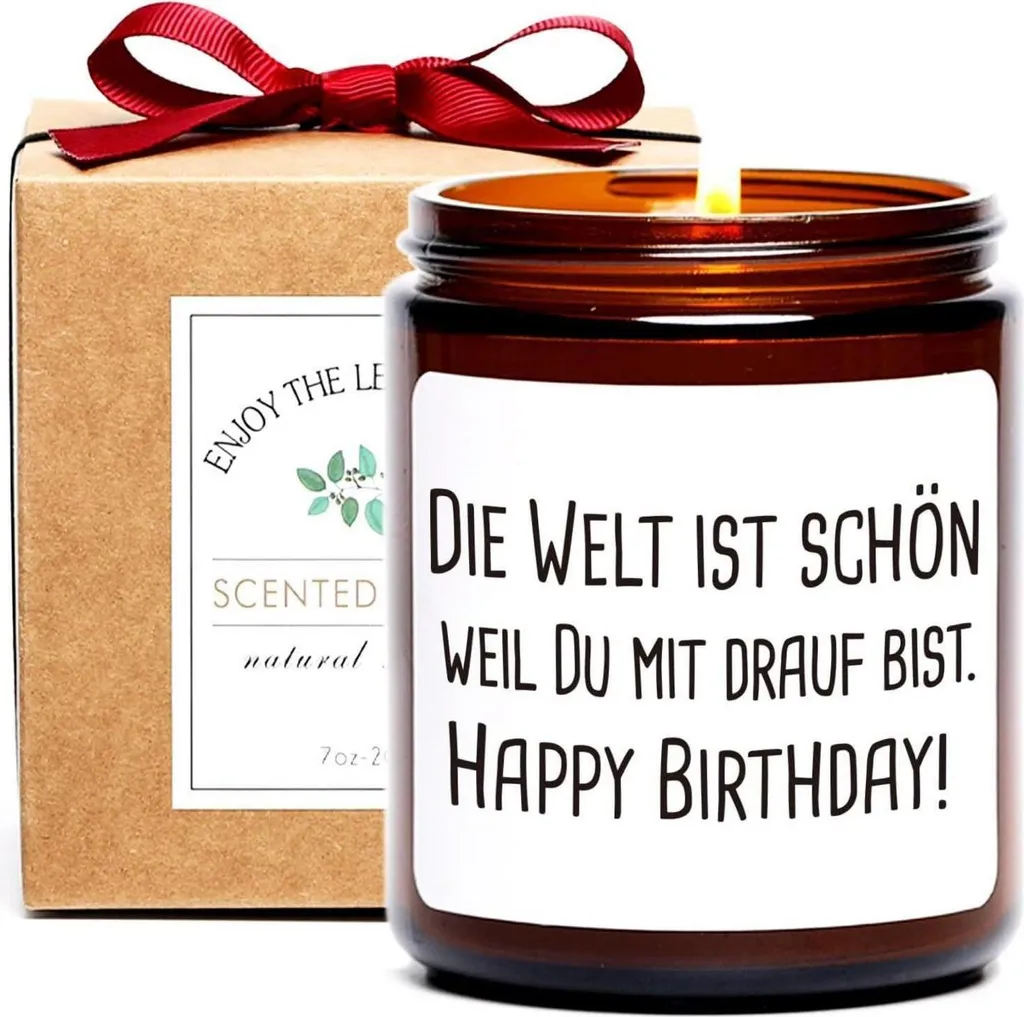 Bougie Artisanale Bois de Santal Cire de Soja Naturelle pour Anniversaire