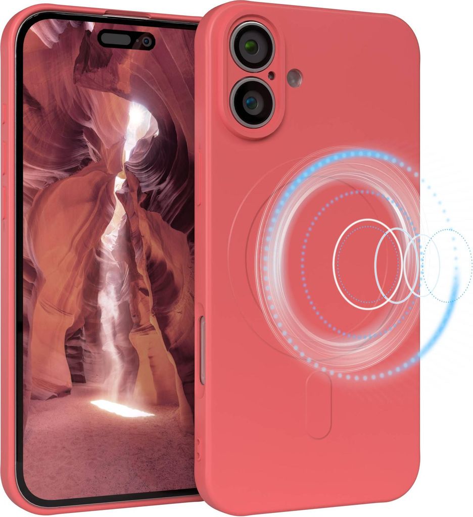 EAZY CASE - Silikonhülle magnetisch für Apple iPhone 16 Plus, Hülle Silikon, weich stoßfeste Magnet Handyhülle, Schutzhülle mit Kameraschutz,...