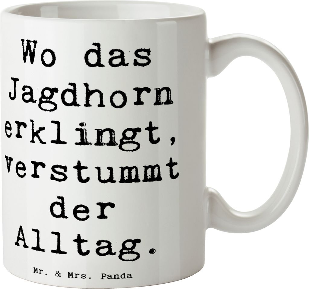 Mr. & Mrs. Panda Kaffeebecher Spruch Jagdhorn Melodie - Weiß - Geschenk, Musik, Pott, Tasse, Musiker, Instrument, lernen, Teetasse, Tradition, Ent...