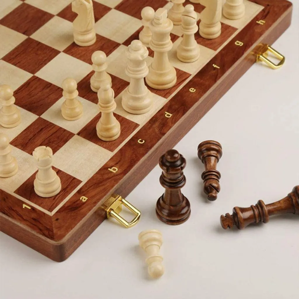 Jeu d'échecs pliable en bois massif - Format portable compact 24cm - 3