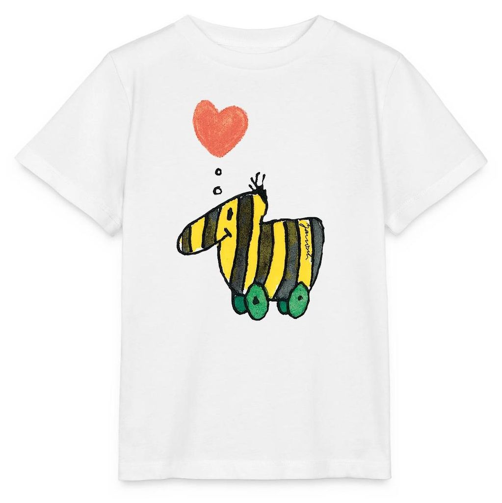Spreadshirt Janosch Große Tigerente Mit Herz Liebe Kinder Basic T-Shirt, 110/116 (5-6 Jahre), Weiß