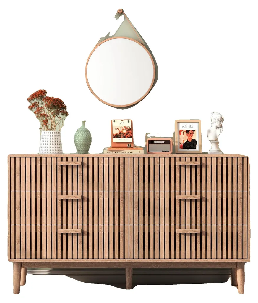 Meuble de rangement bois 6 tiroirs design scandinave - Modèle Osaka H90