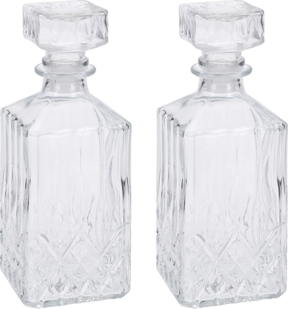 2x Whisky Cognac Rum Glas Karaffe je 900 ml Dekanter Glaskaraffe Whiskey Flasche Whiskyflasche