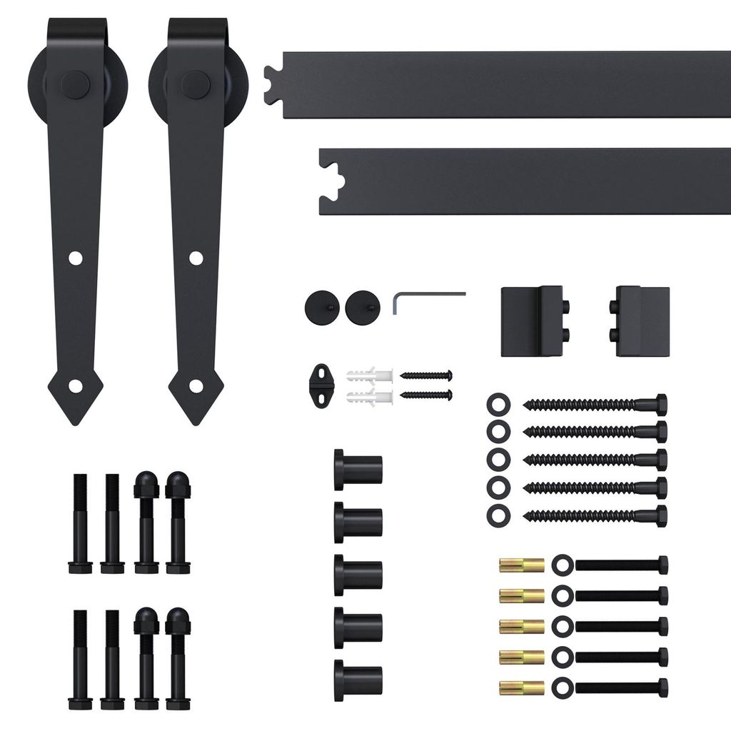 HOMCOM Schuifdeurset, 200 cm. Complete set met rails, Productafbeelding 
