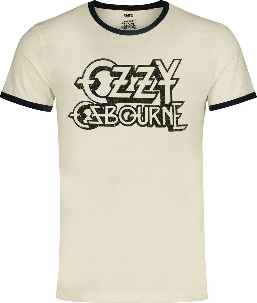 Ozzy Osbourne T-Shirt Herren Logo - Ringer Shirt altweiß L