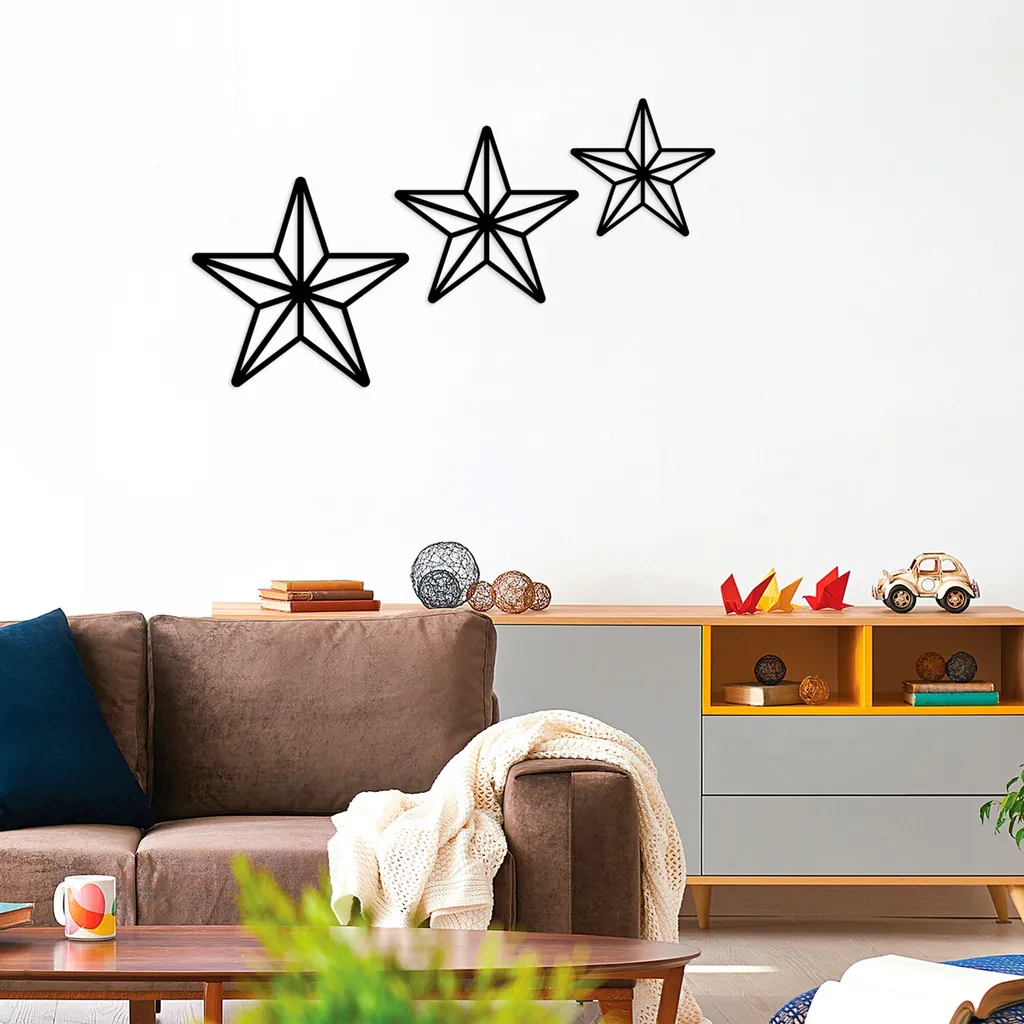 Wallity Stars TNL1829 Decorazione Design Metallo Nero 80x44cm