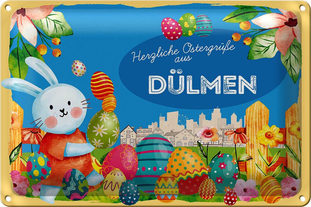 Blechschild Ostern Ostergrüße 30x20cm DÜLMEN