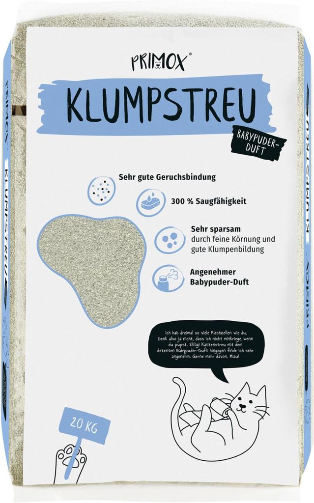 Primox Katzenstreu Babypuderduft 20 kg Produktbild 