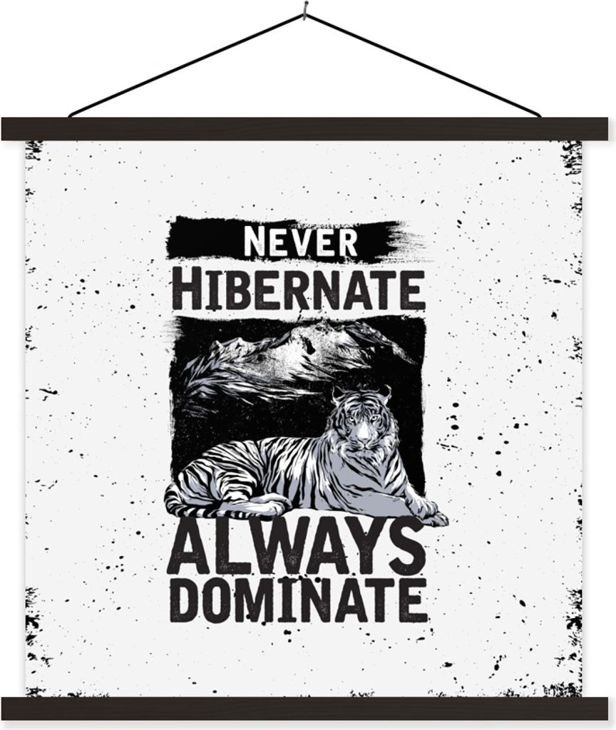 MuchoWow Textilposter Jahrgang - Tiger - Design 120x120 cm mit schwarzem Rahmen - Aufhängungsset