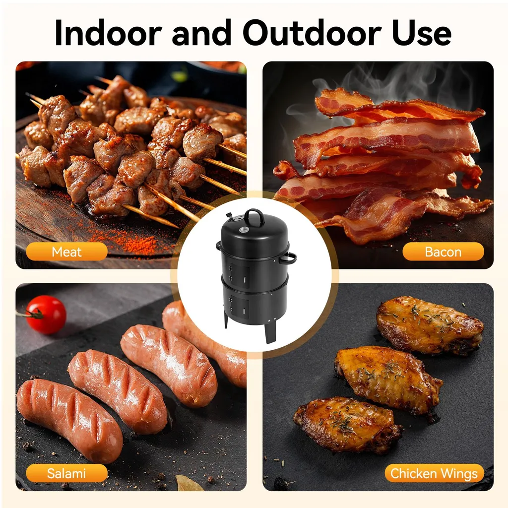 Barbecue fumoir design portable noir avec contrôle de température - 4