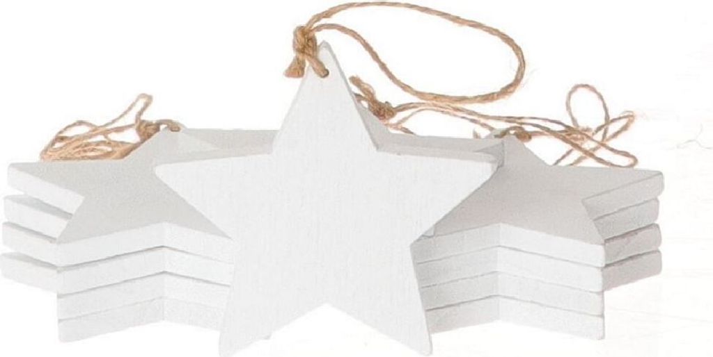 Sternhänger aus Holz / 10 Stück / weiss / 7 x 0,7 cm - 1,37 € pro Stück