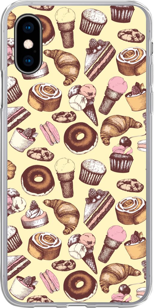 MuchoWow Handyhülle Schutzhülle Hülle für Telefoonhoesje iPhone X Mädchen - Essen - Kuchen - Muster - Mädchen - Kinder - Mädchen Silikon S...