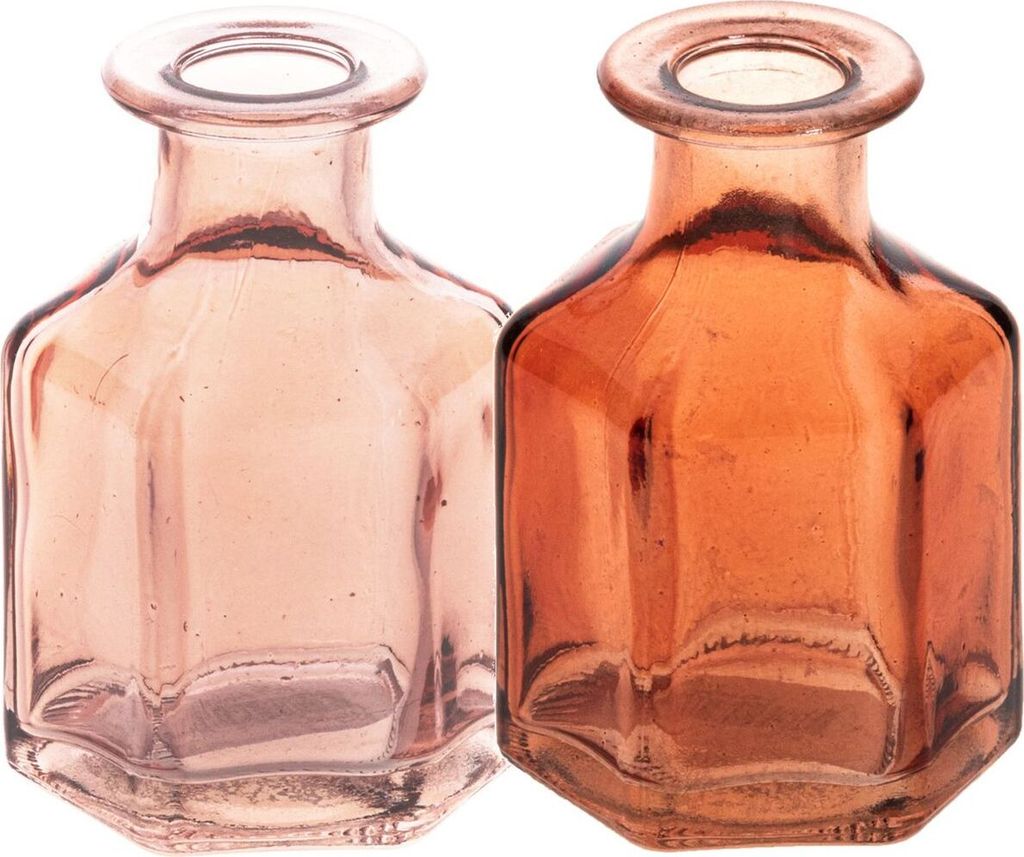 Vase Glasvase 6 x 9 cm sechseckig Deko-Vase Hochzeits-Tisch Geburtstag, Farbe:Altrosa