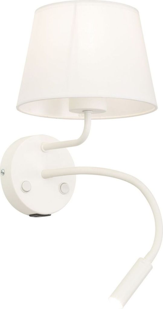 Wandlampe mit Schalter Metall Stoff Flexarm 50 cm hoch Weiß E27 Modern