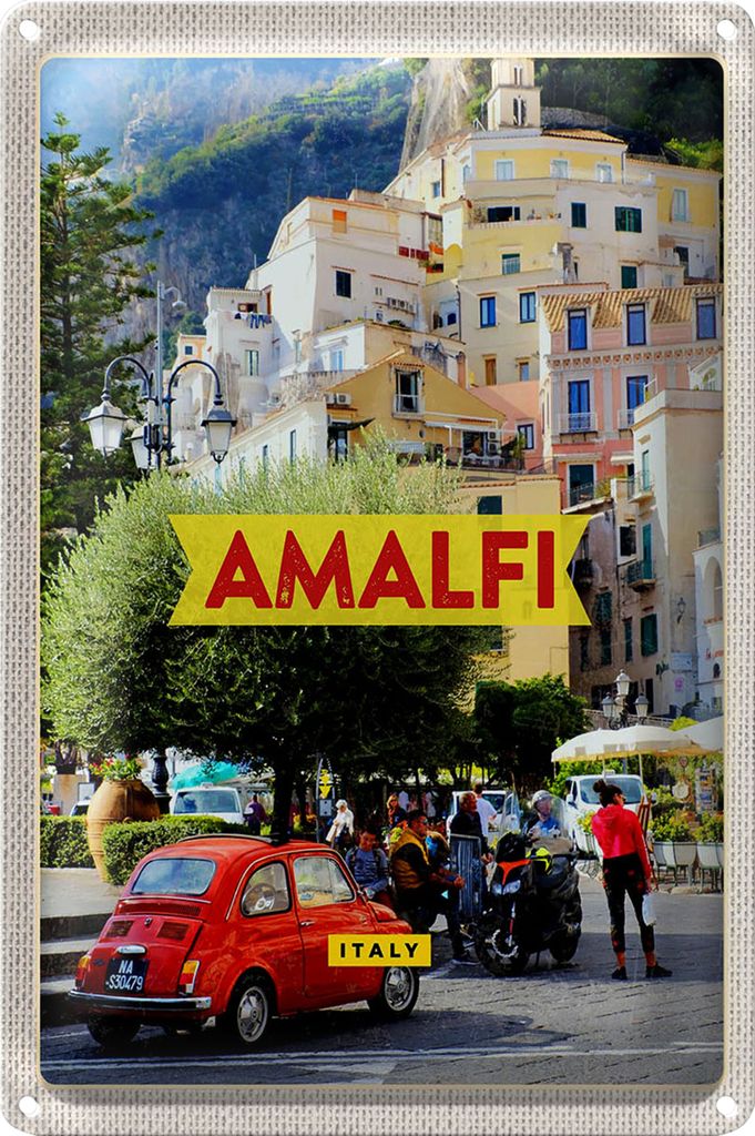 Blechschild Reise 40x30cm Amalfi Italy Urlaub Ferien