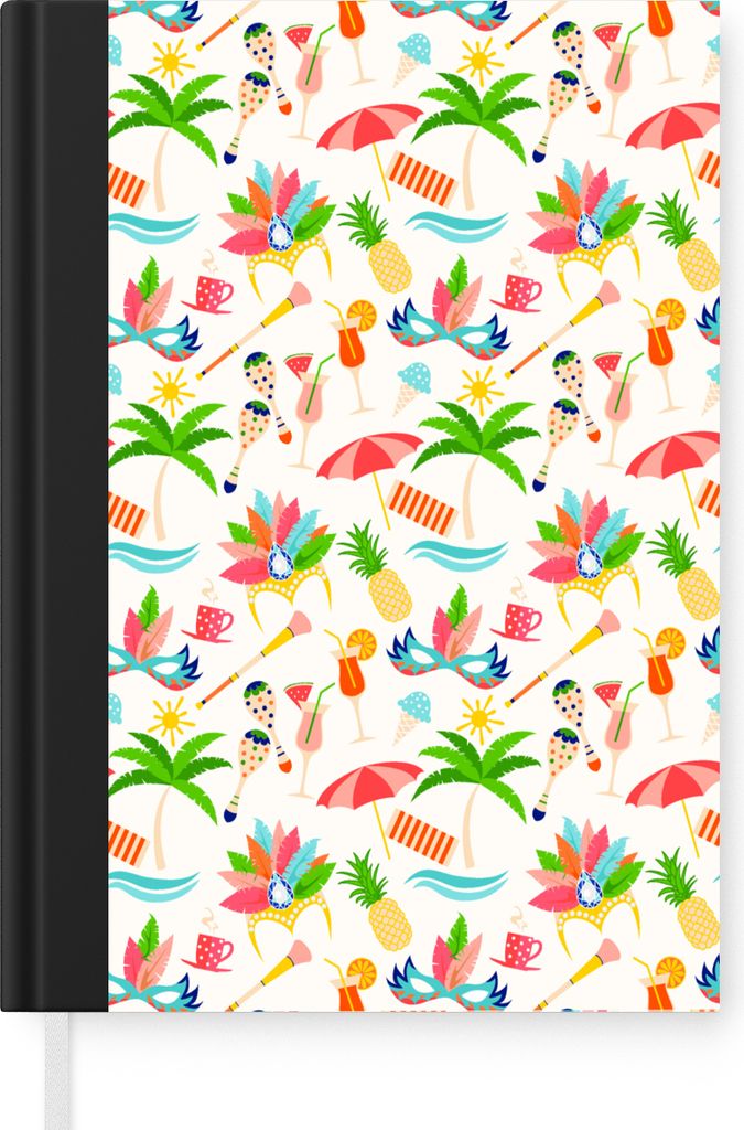 MuchoWow Notizbuch Tagebuch Haushaltsbuch Notebook A5 Muster - Brasilien - Karneval - Notizblock - Notizheft - Notebook - Schreibblock - Papier
